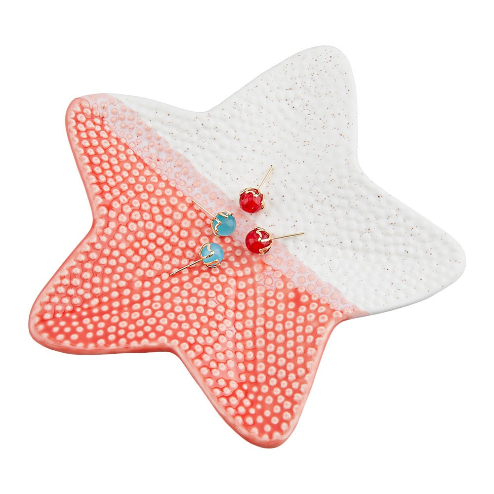 1pc Ceramic Jewelry Plates Storage Tray for Rings Necklaces Earring Starfish