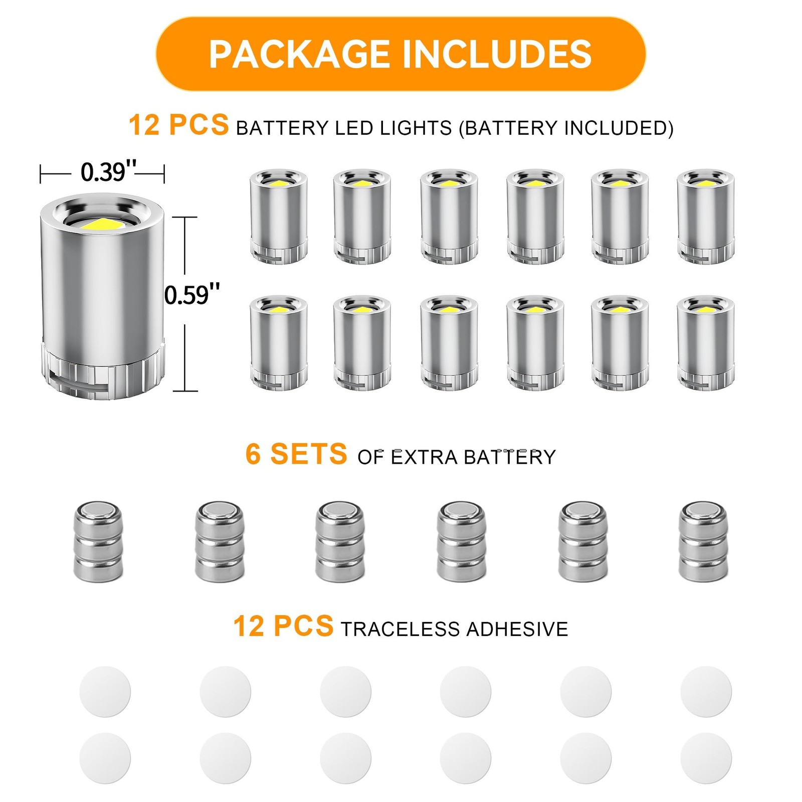 12 Pack Mini LED Lights, Cold White Small LED Light, Mini Spotlights for Disp...