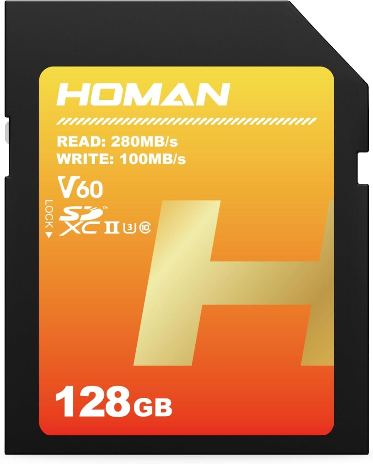 HOMAN 128GB Extreme SDXC UHS-II Memory Card | U3 V60, 280MB/s Read, 100MB/s