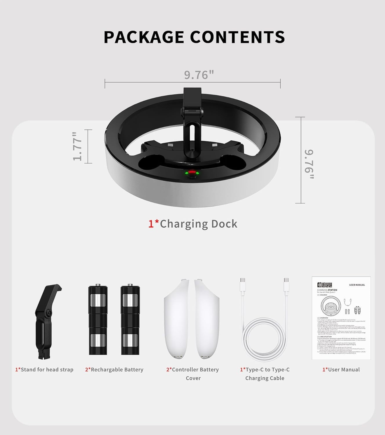 Colelulu Charging Station for Meta Quest 3