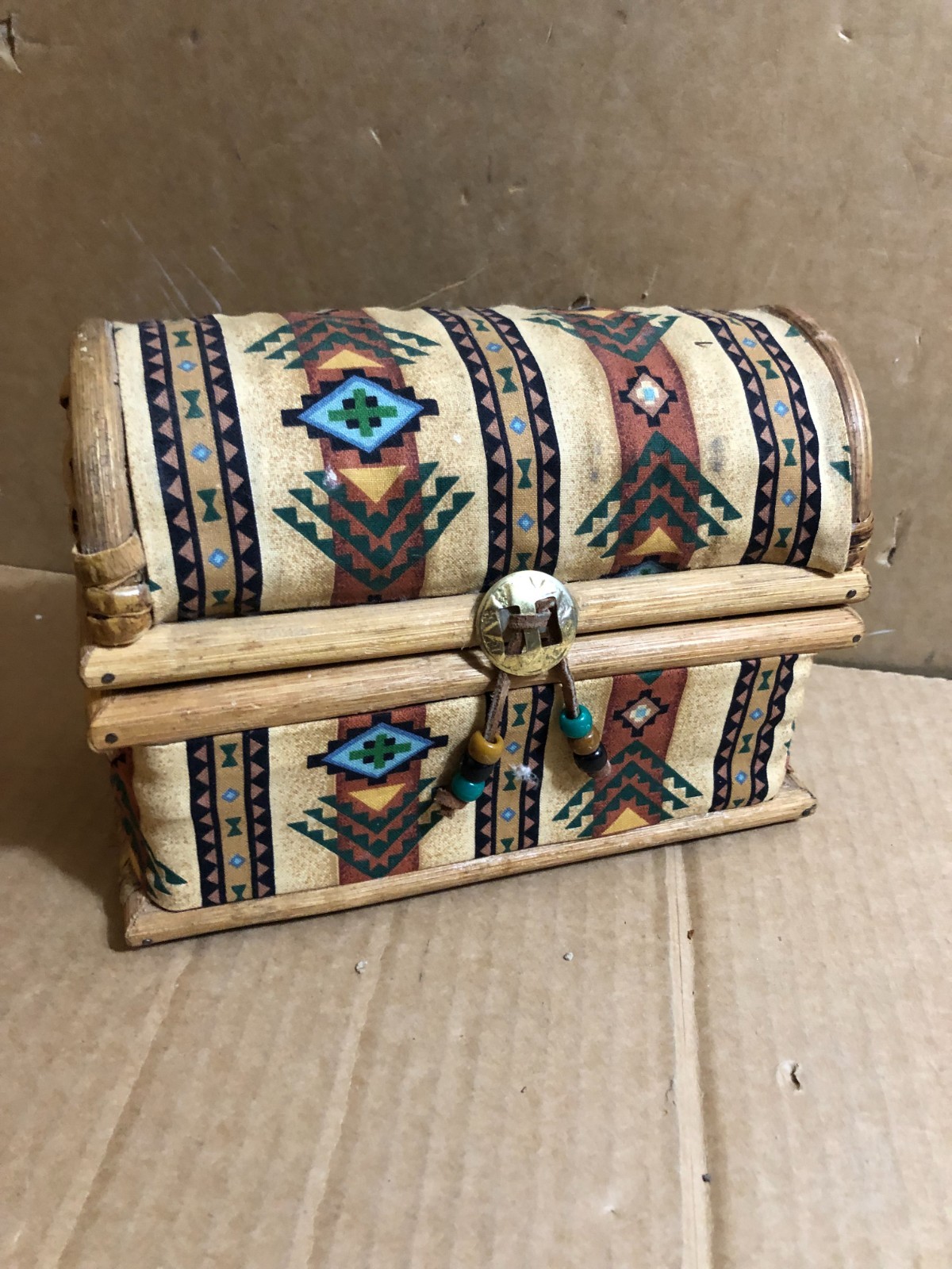HAND MADE TRIBAL WOVEN WICKER STRAW -JEWLERY BOX  5.5” x8”x4"