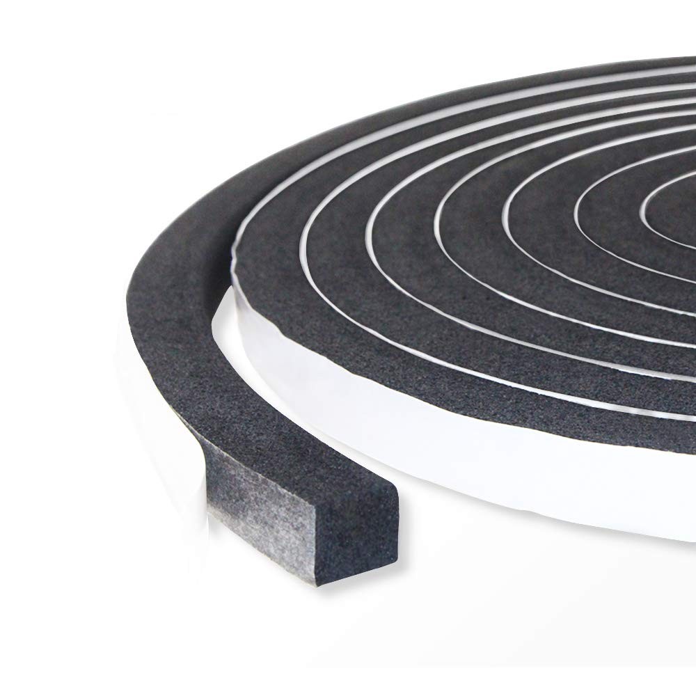Foam Insulation Tape self Adhesive,Weather W:1/2In xT: 1/2In xL: 13Ft, Black