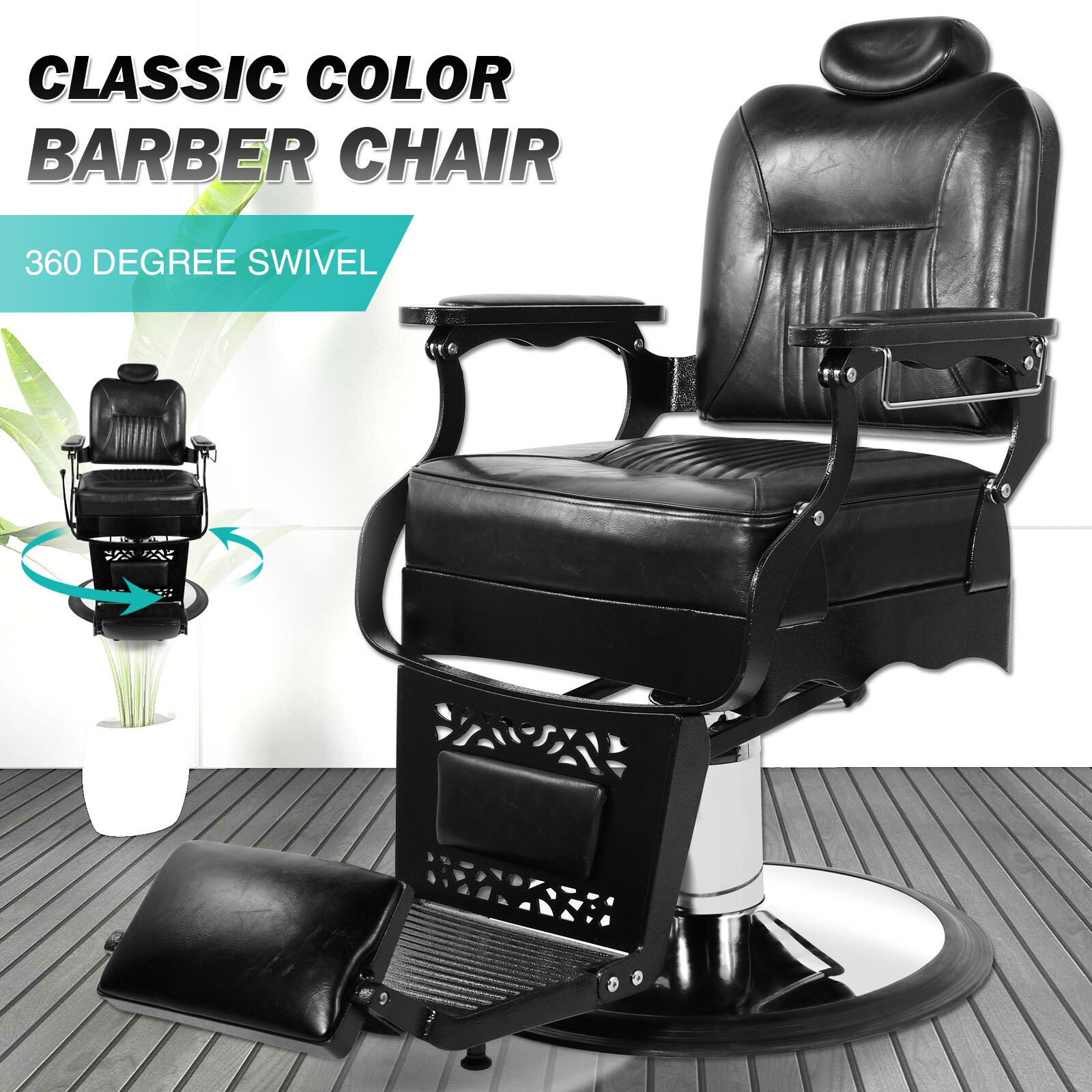 Vintage Heavy Duty All Purpose Barber Chair Hydraulic Salon Beauty Stylist Black