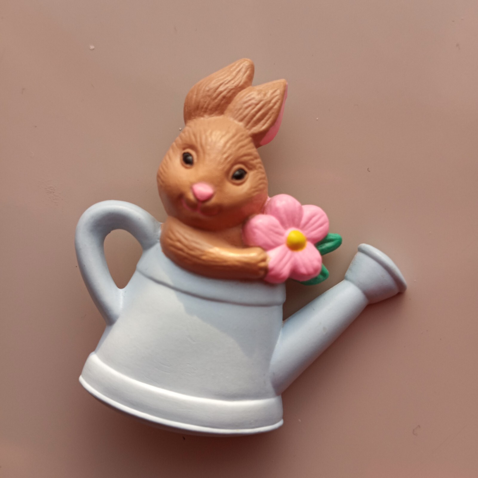 Vintage Hallmark Easter Bunny In  Watering Can Pin Collectible Jewelry gardening