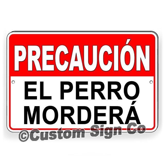 Heavy Duty Beware Of Dog Spanish Metal Sign Will Bite Security Do Not Enter