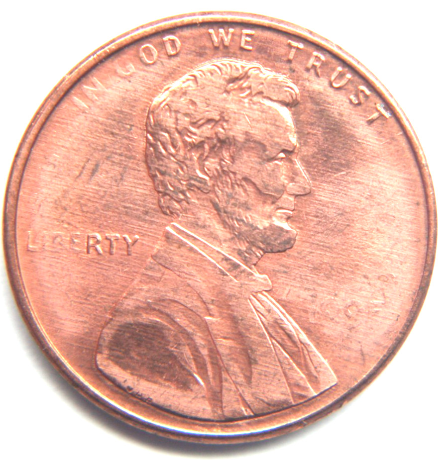 1995 Lincoln Memorial Cent Struck through thru grease   RED