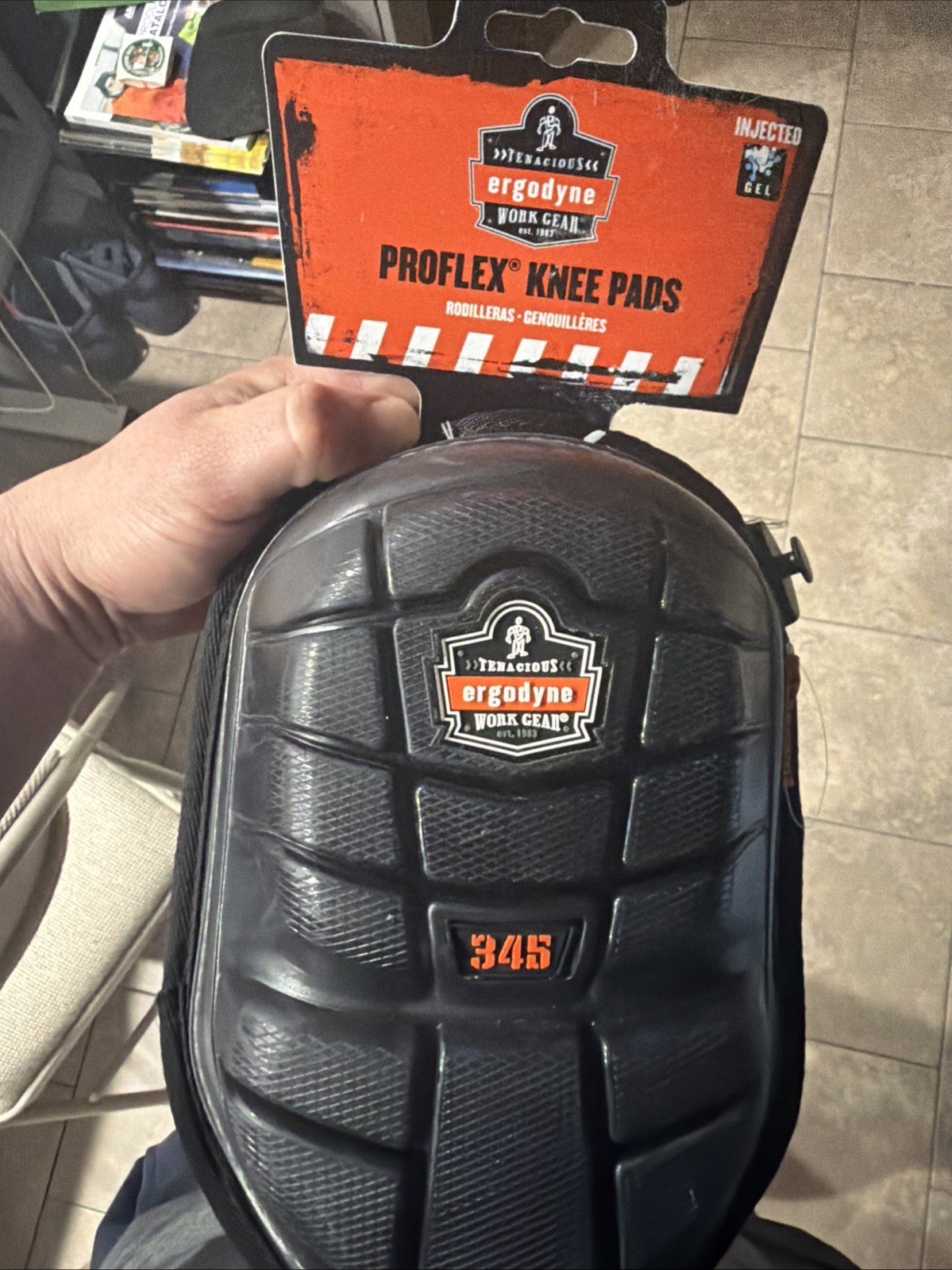 Proflex By Ergodyne 345 Knee Pads Hard Shell Style Gel Injected