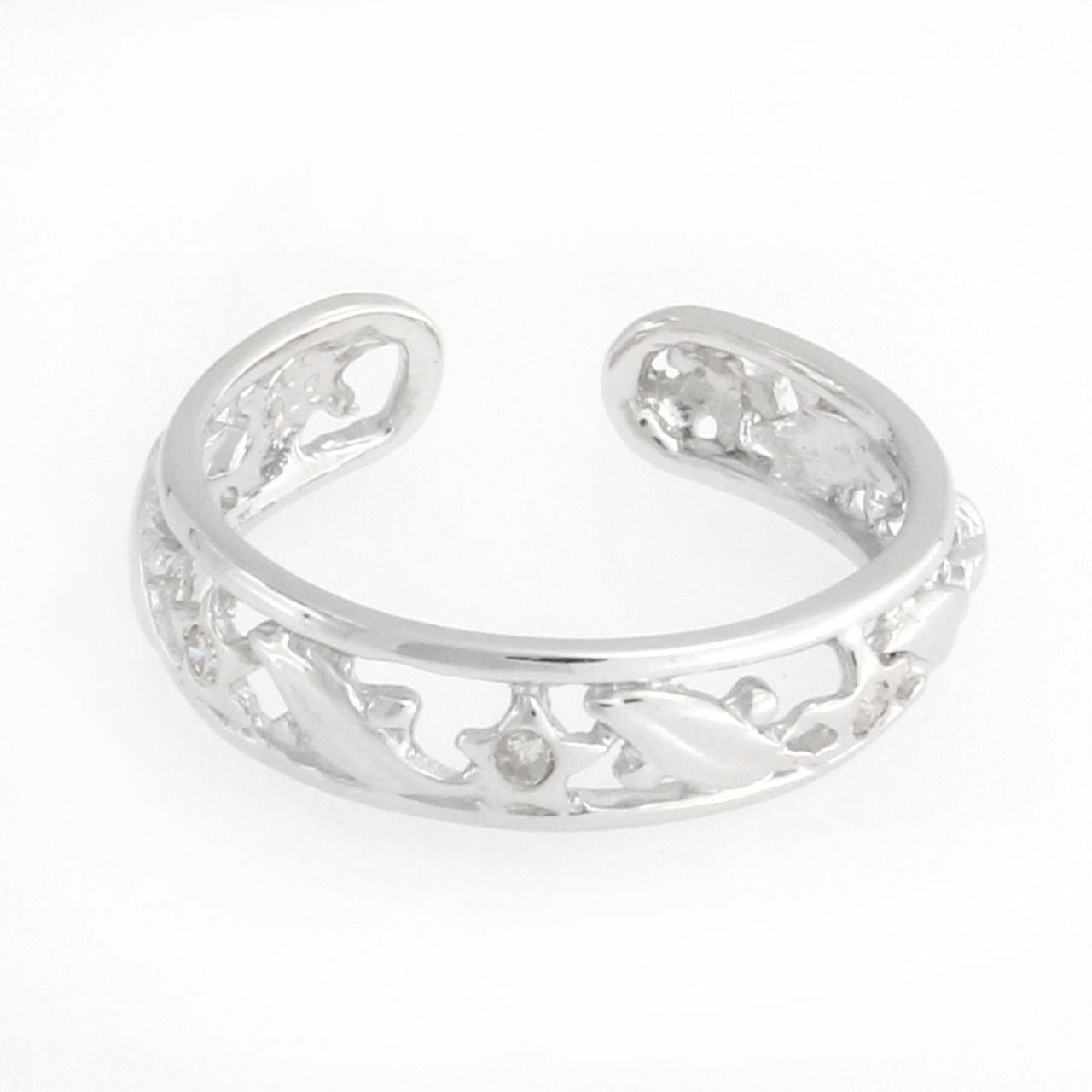 Adjustable Toe Ring Round Simulated Diamond Solid 925 Sterling Silver