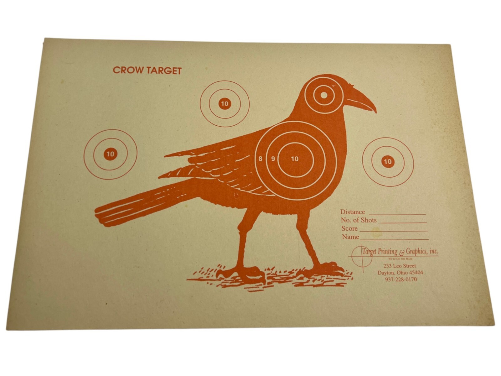 Vintage Paper Target Crow Tear Away Pad 25 Pages Orange Varmint Animal 1970s