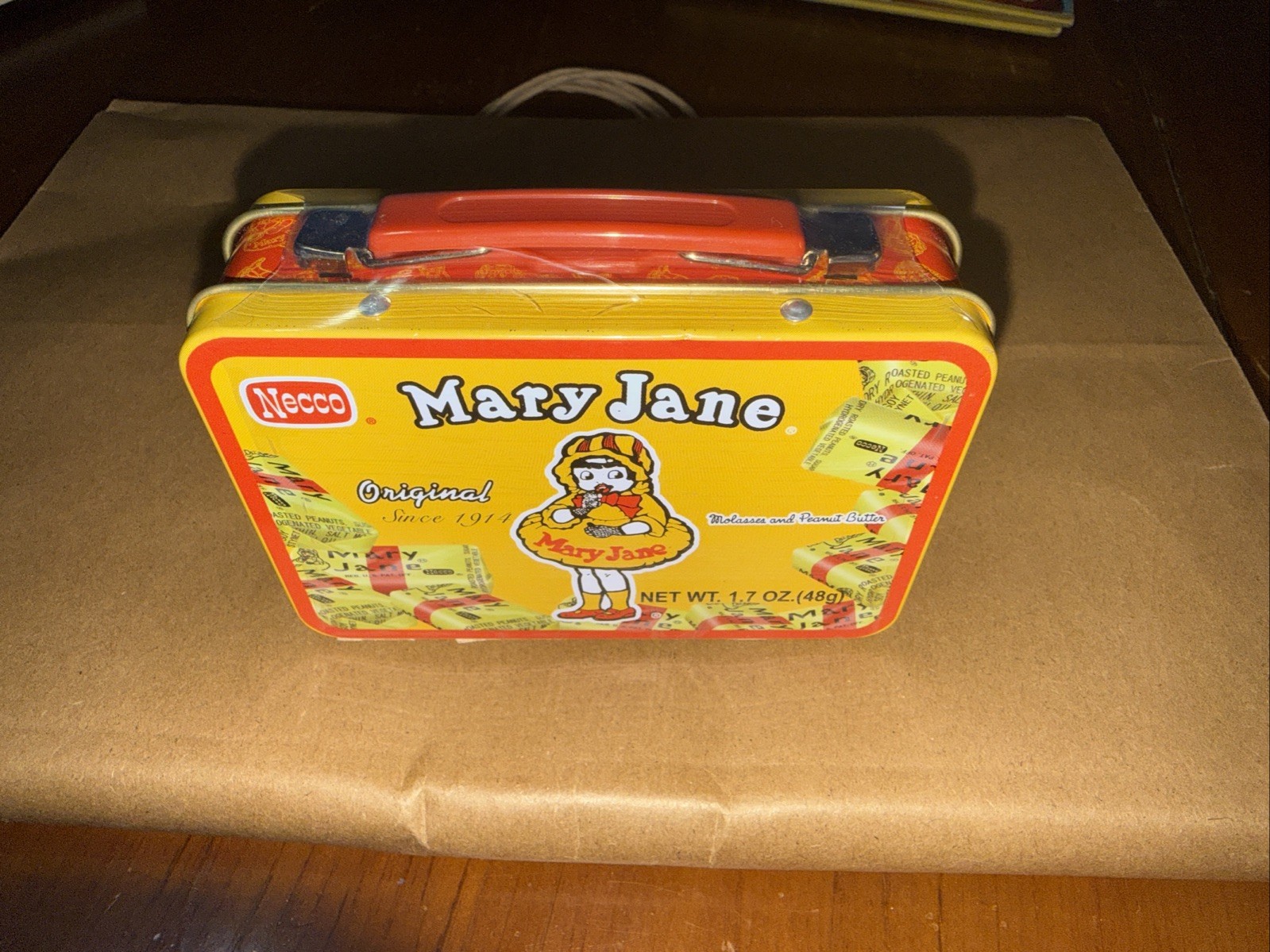 Vintage Necco Mary Jane Candy Mini Lunch Box Tin Metal 3” x 4” SEALED BRAND NEW