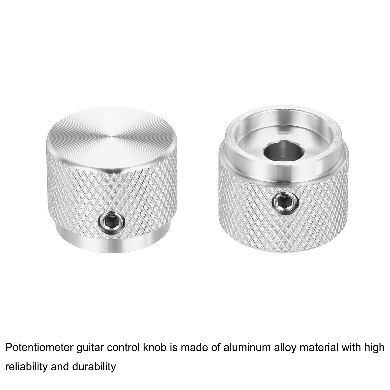 2 Pcs Aluminium Potentiometer Knobs,Arrow Indicator, 3/5" Silver(20x15.5mm)