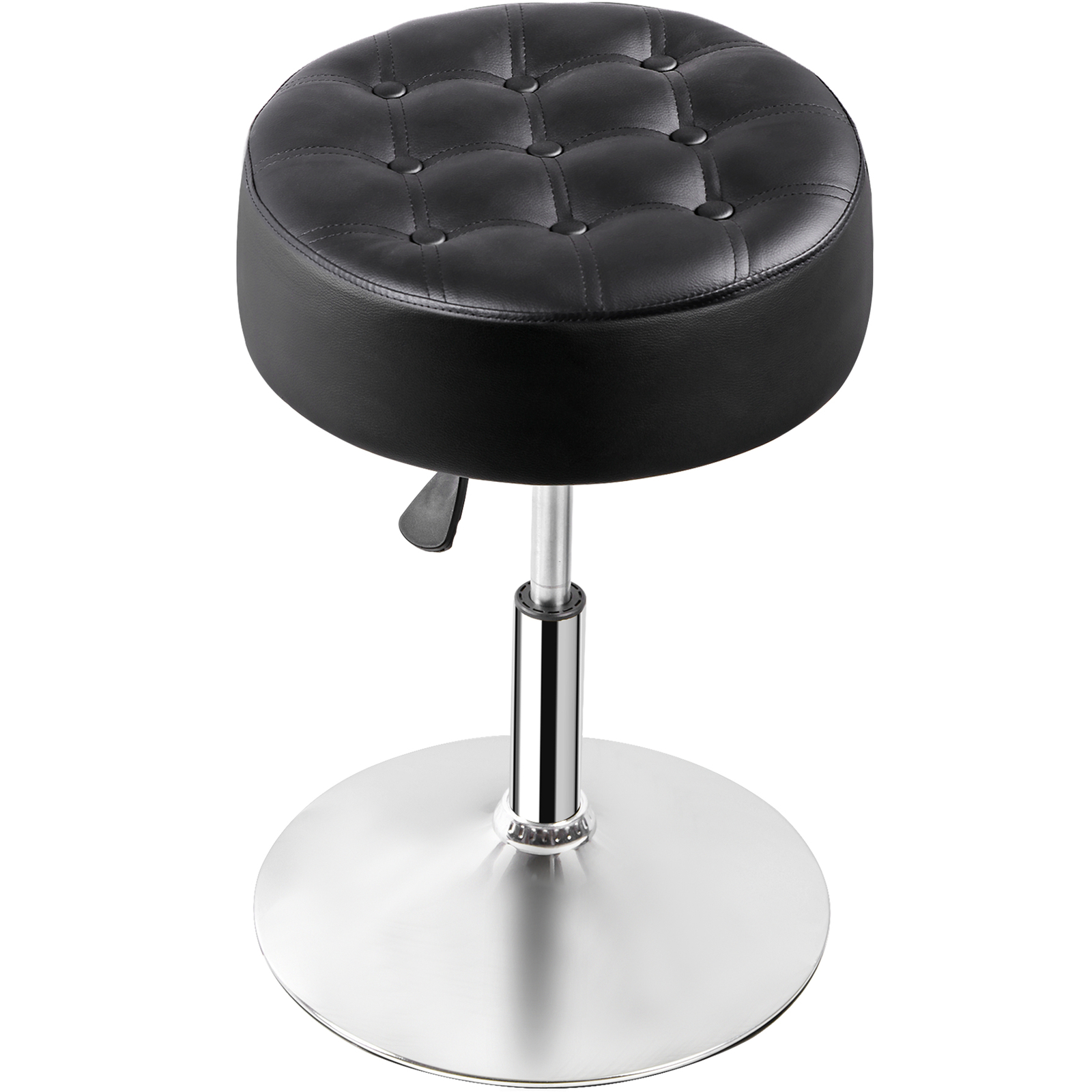 2PCS Adjustable Vanity Stool PU Leather Ottoman Stool for Bedroom w/Base Black