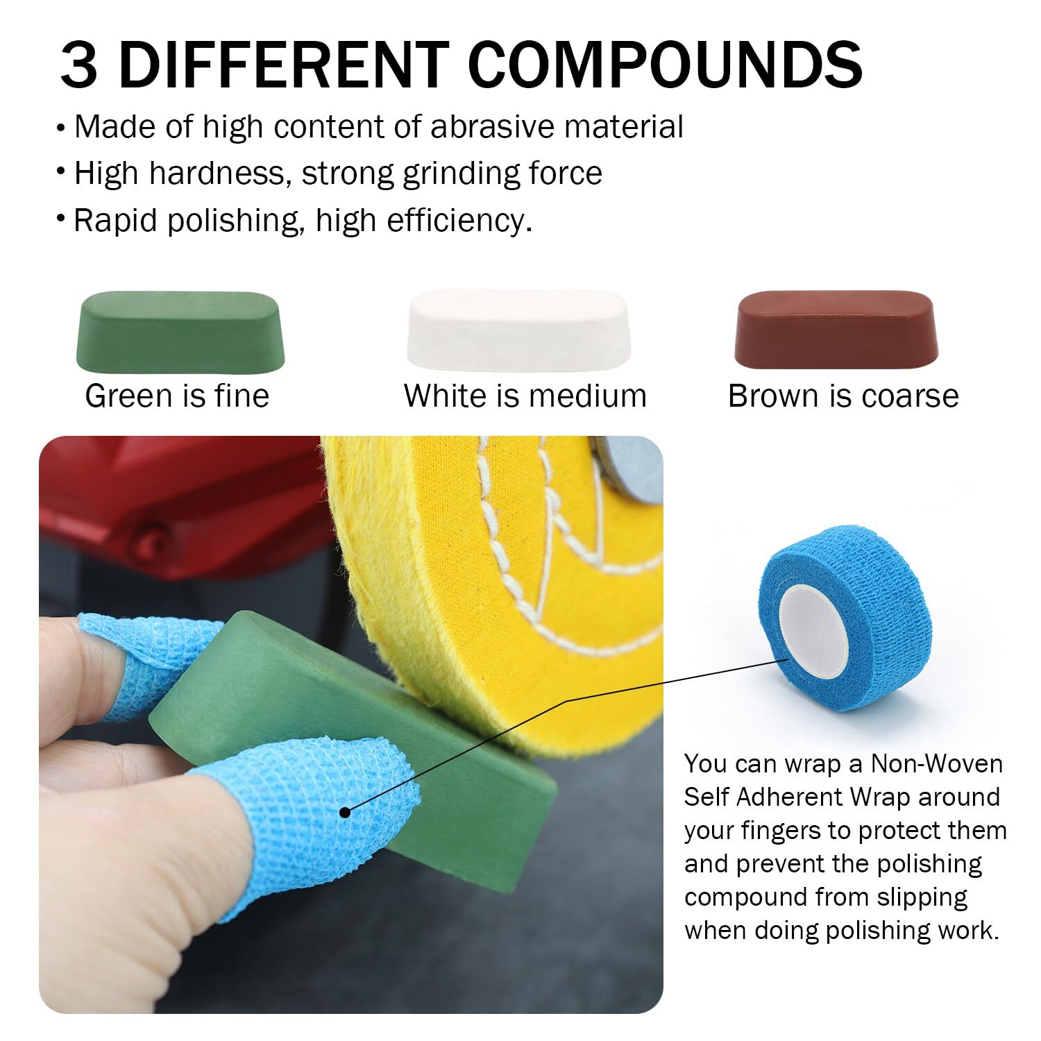 6inch Buffing Polishing Wheels 1/2" Arbor Hole,Soft/Fine/Medium for Bench Gri...