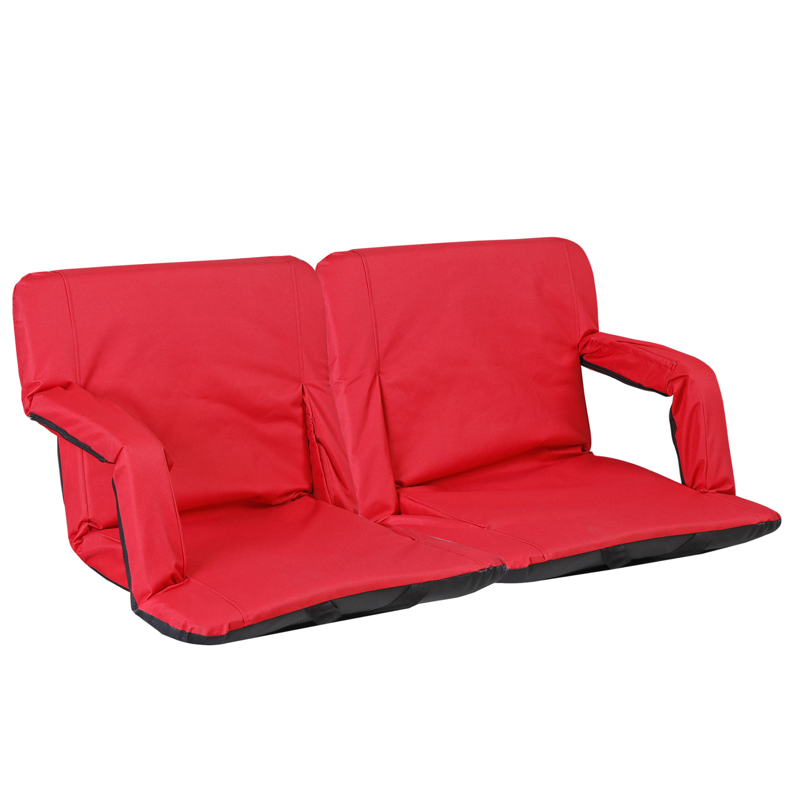 Reclining Stadium Seat Wide Bleacher Chair with Back Support and Cushion Red