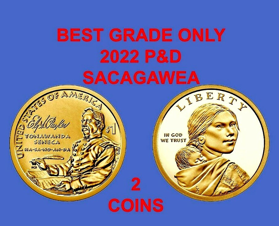 2022 P&D $1 Sacagawea Native American ELY S. PARKER (2) Coins BEST GRADE ONLY