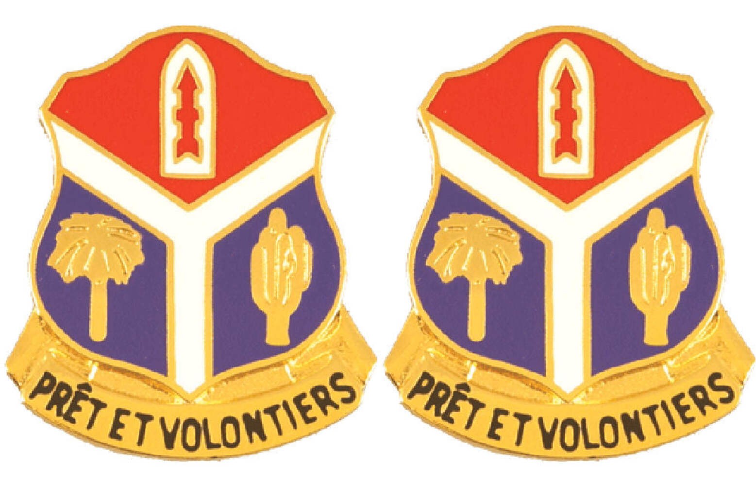 147th Field Artillery Battalion Distinctive Unit Insignia - Pair - PRET ET VOLON