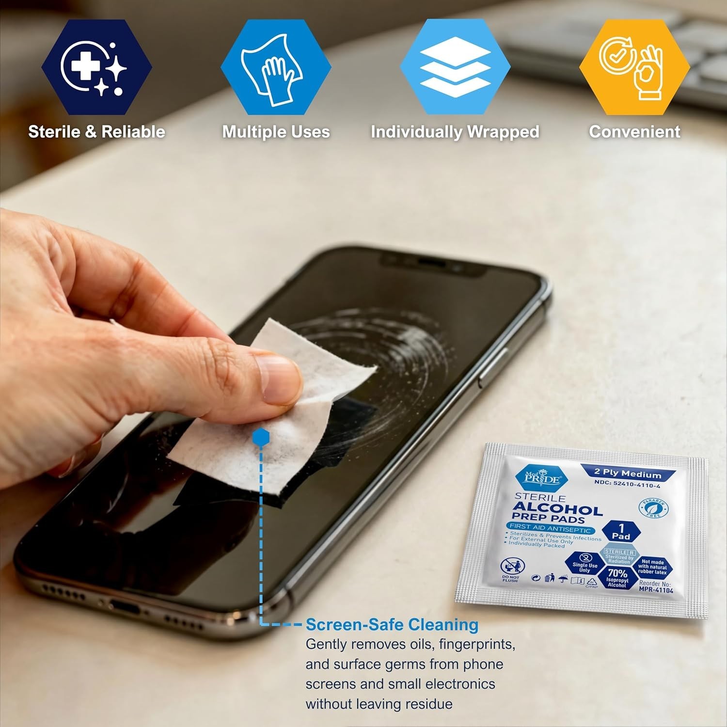 Individually Wrapped Sterile Alcohol Prep Pads - Perfect for First Aid Needs