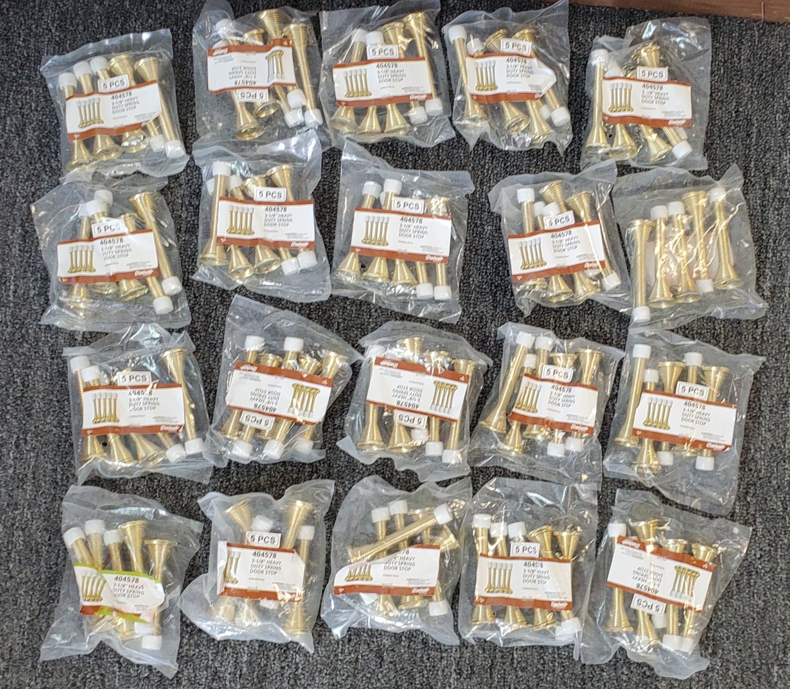 Lot of 100 Chadwell Supply 3 1/8" Heavy Duty Door Stops Polished Brass Sealed