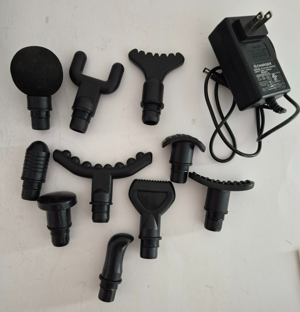 TOLOCO EM26 Massage Gun Replacement Heads 10 Pieces Charger, Manual & Case