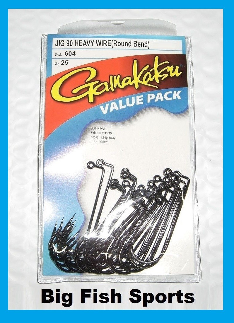 GAMAKATSU #604 Jig Hooks 90 Degree Heavy Wire Round Bend 25 Pack PICK YOUR SIZE!