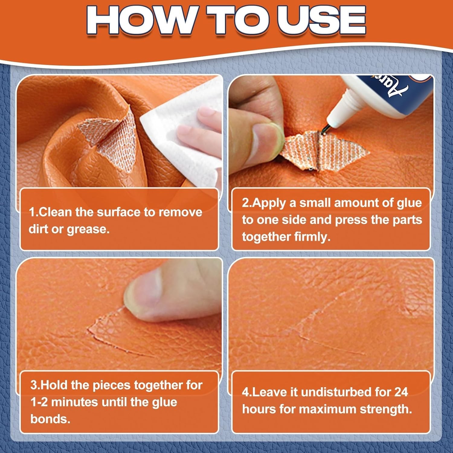 Leather Glue, 60ml Strong & Flexible Leather Adhesive – Waterproof, Quick-Dry &