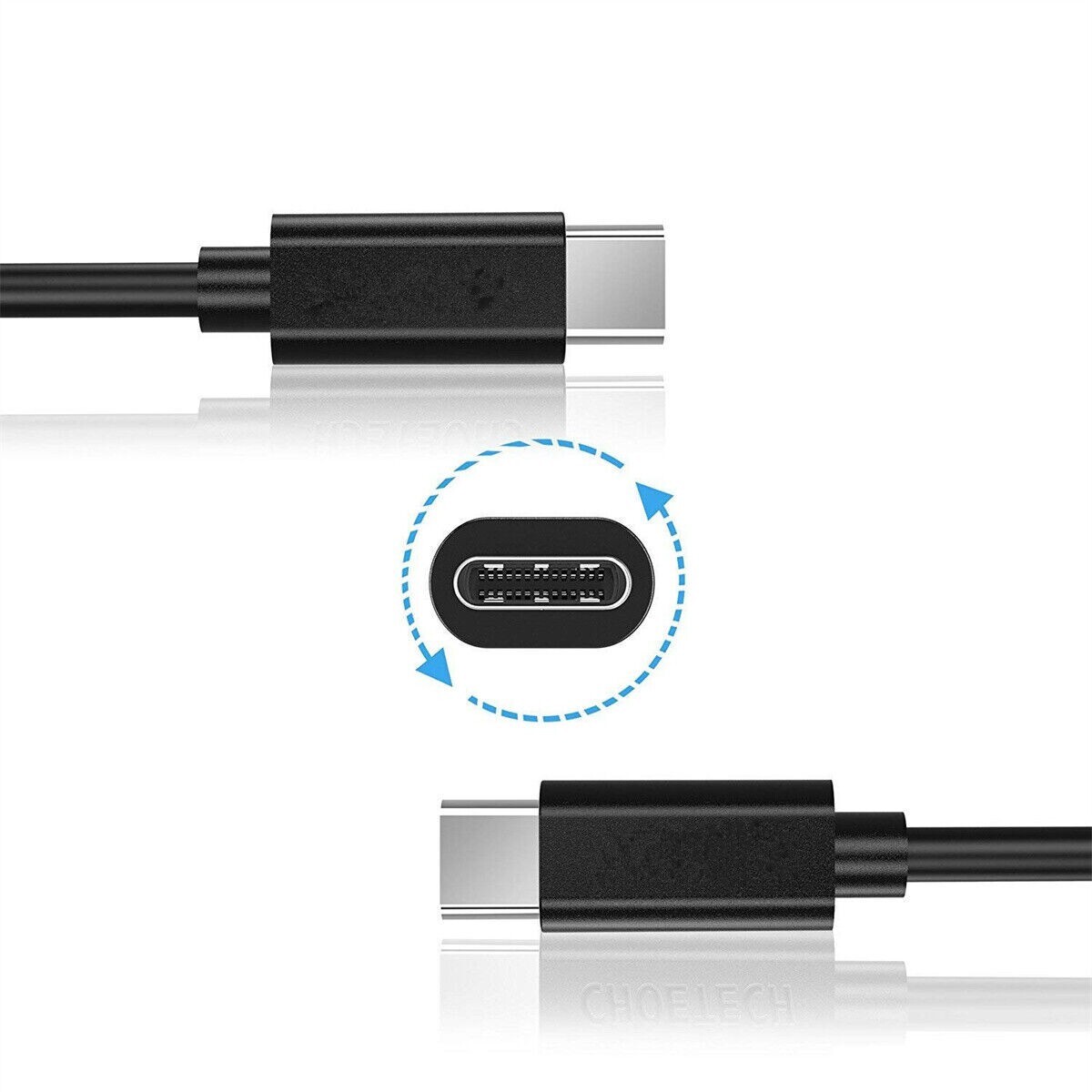 USB-C to USB C Type-C Fast Charging Data SYNC Charger Cable Cord 6 inch black