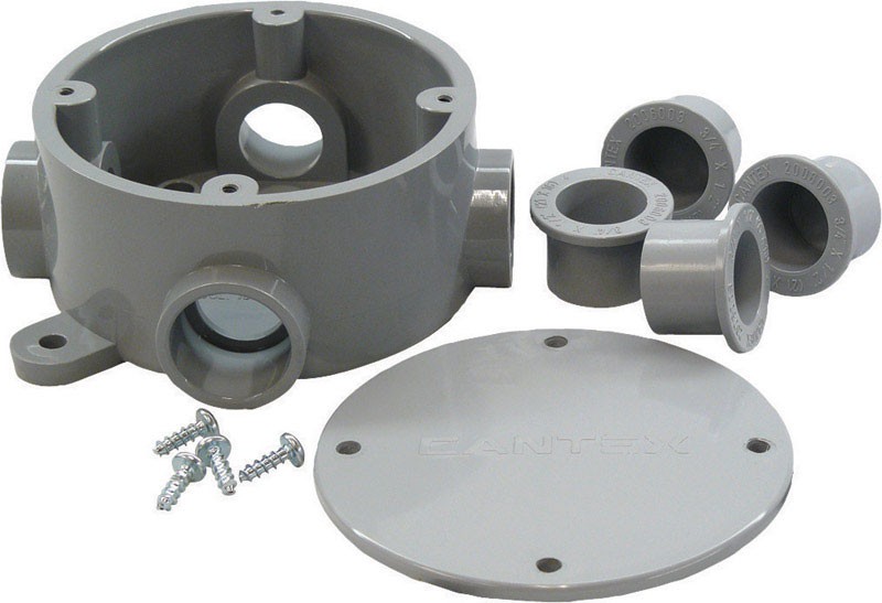 Cantex 5133690U Type-X PVC Round Gray Junction Box 4-3/4 in.