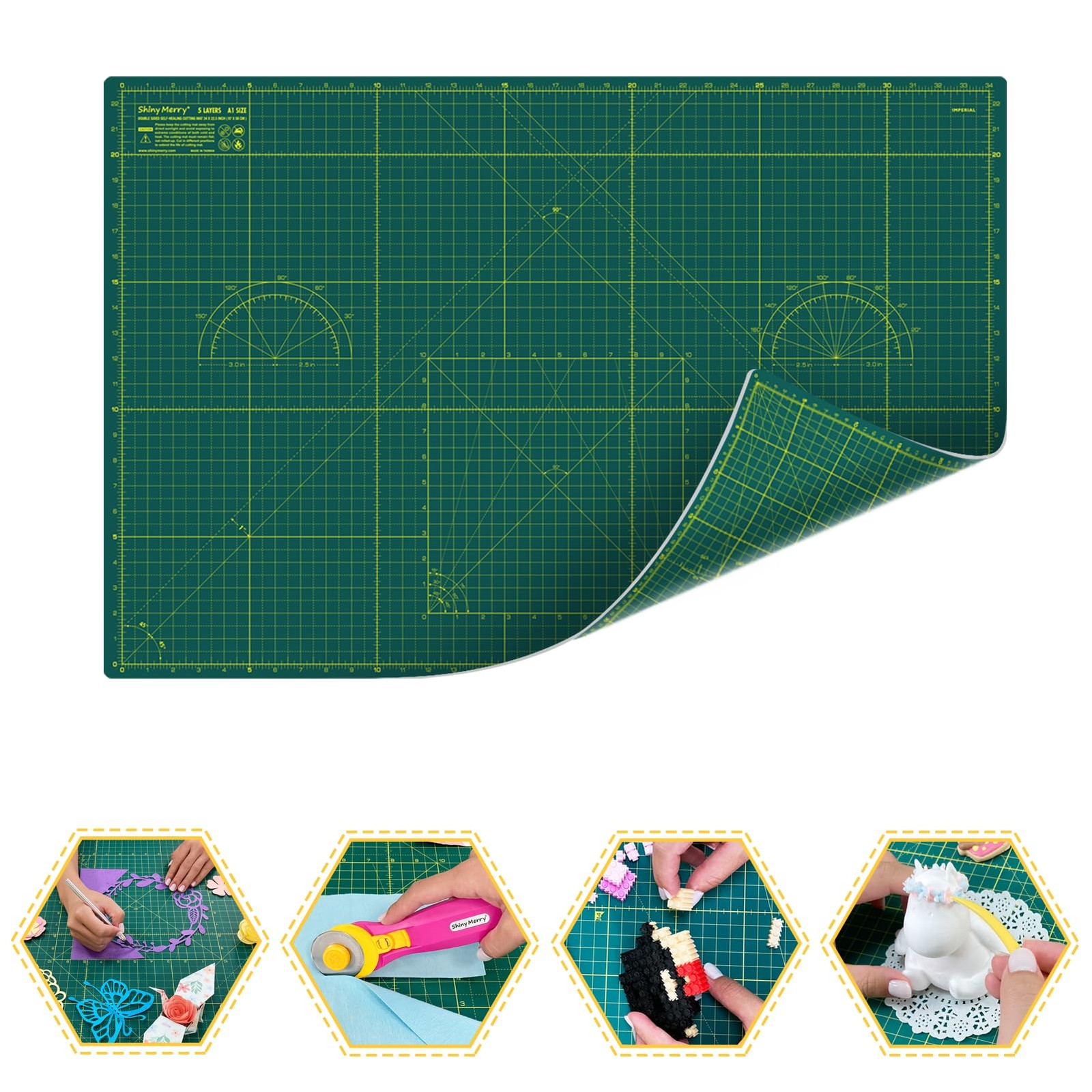 Shiny Merry Self-Healing Cutting Mat A1 24"x36" Double-Sided Craft & Sewing Mat