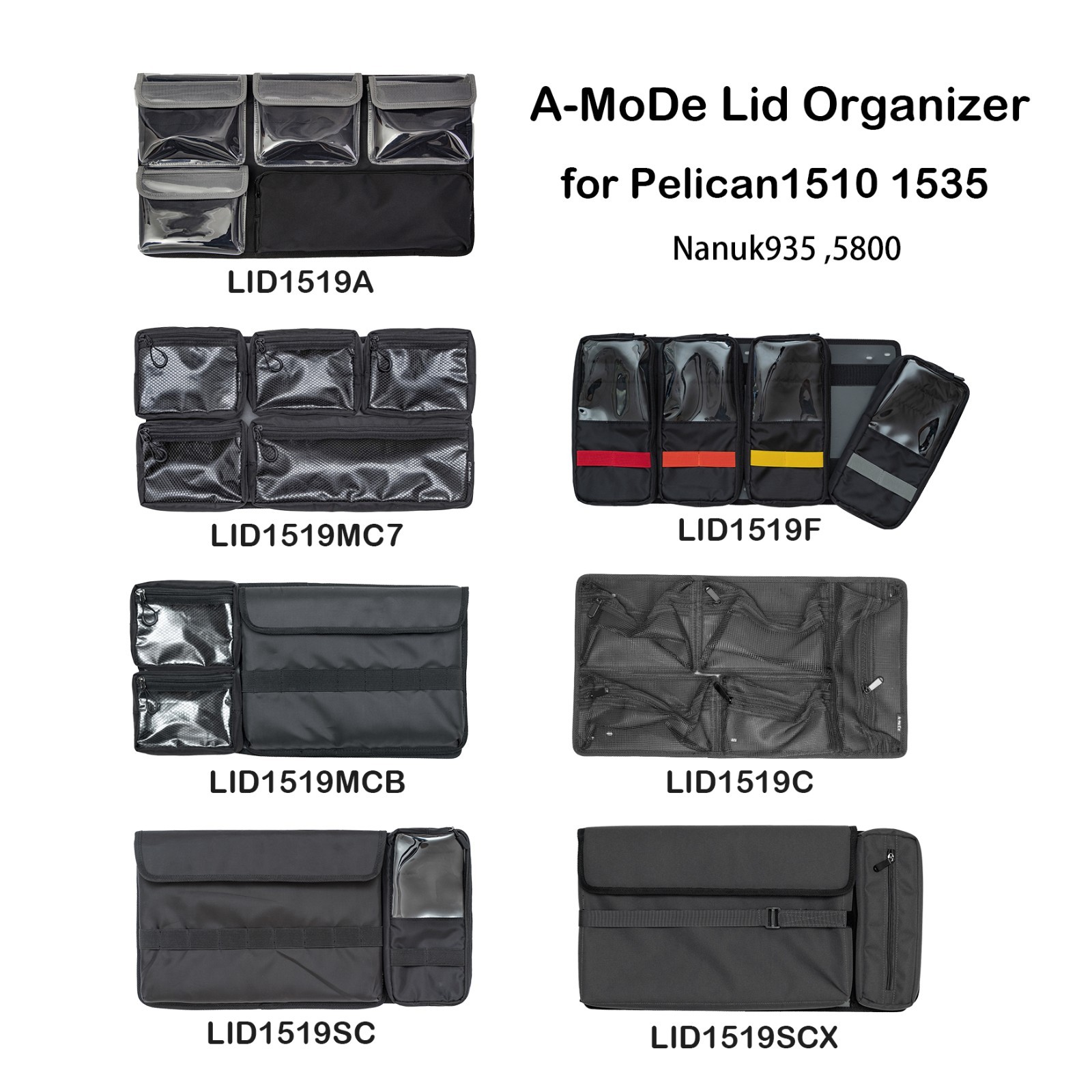 New Lid Organizer For Pelican1510 1535Air IM2500 Nanuk935 (NoCase, No padded)