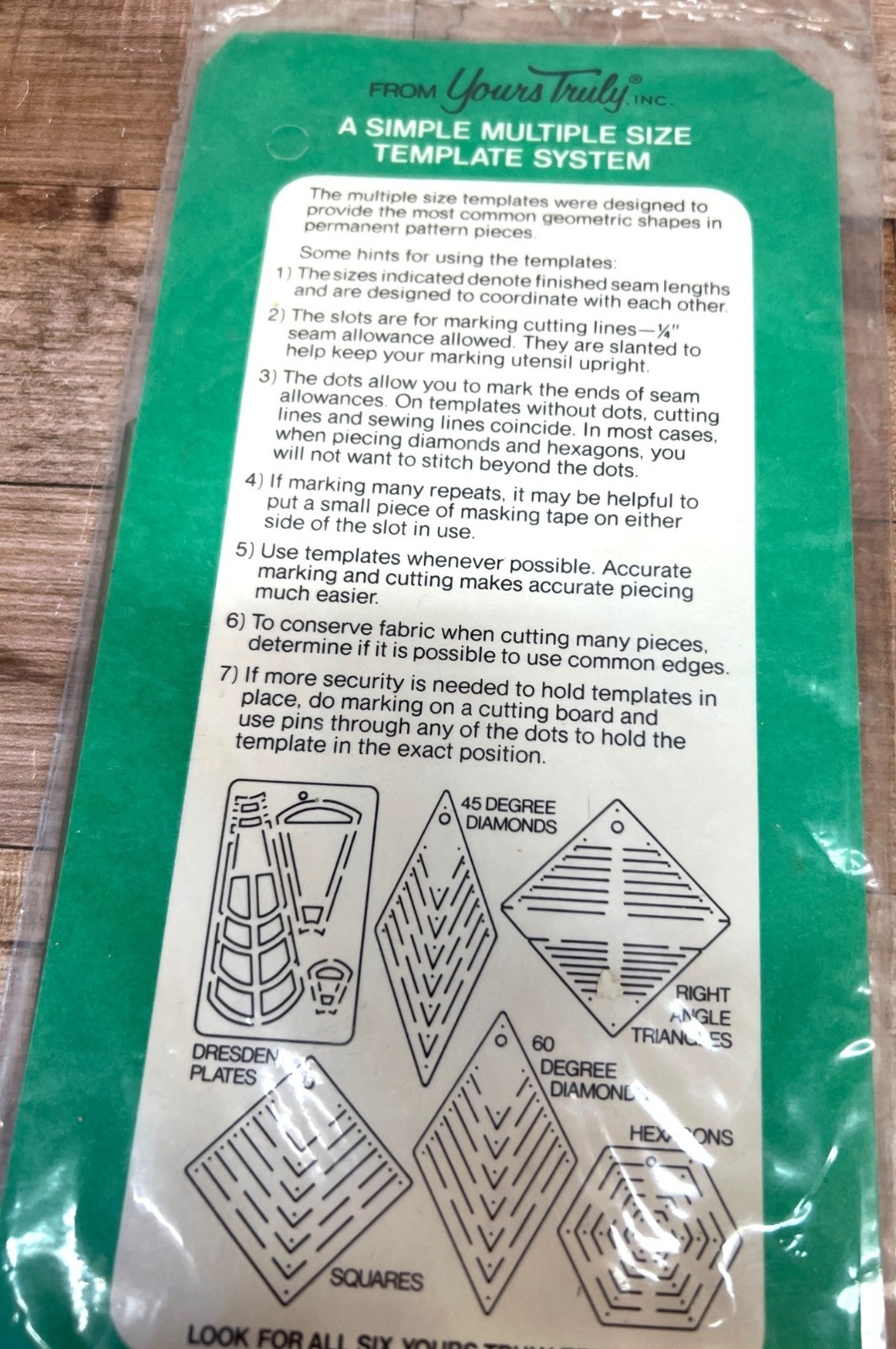 Quilters Template 60° Diamonds & Hexagons Transparent Precision Sewing