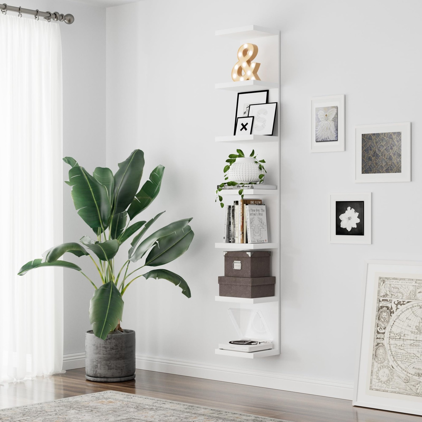 7 Tier Wall Shelf Unit, Floating Shelves for Storage Home Display, Versatile ...