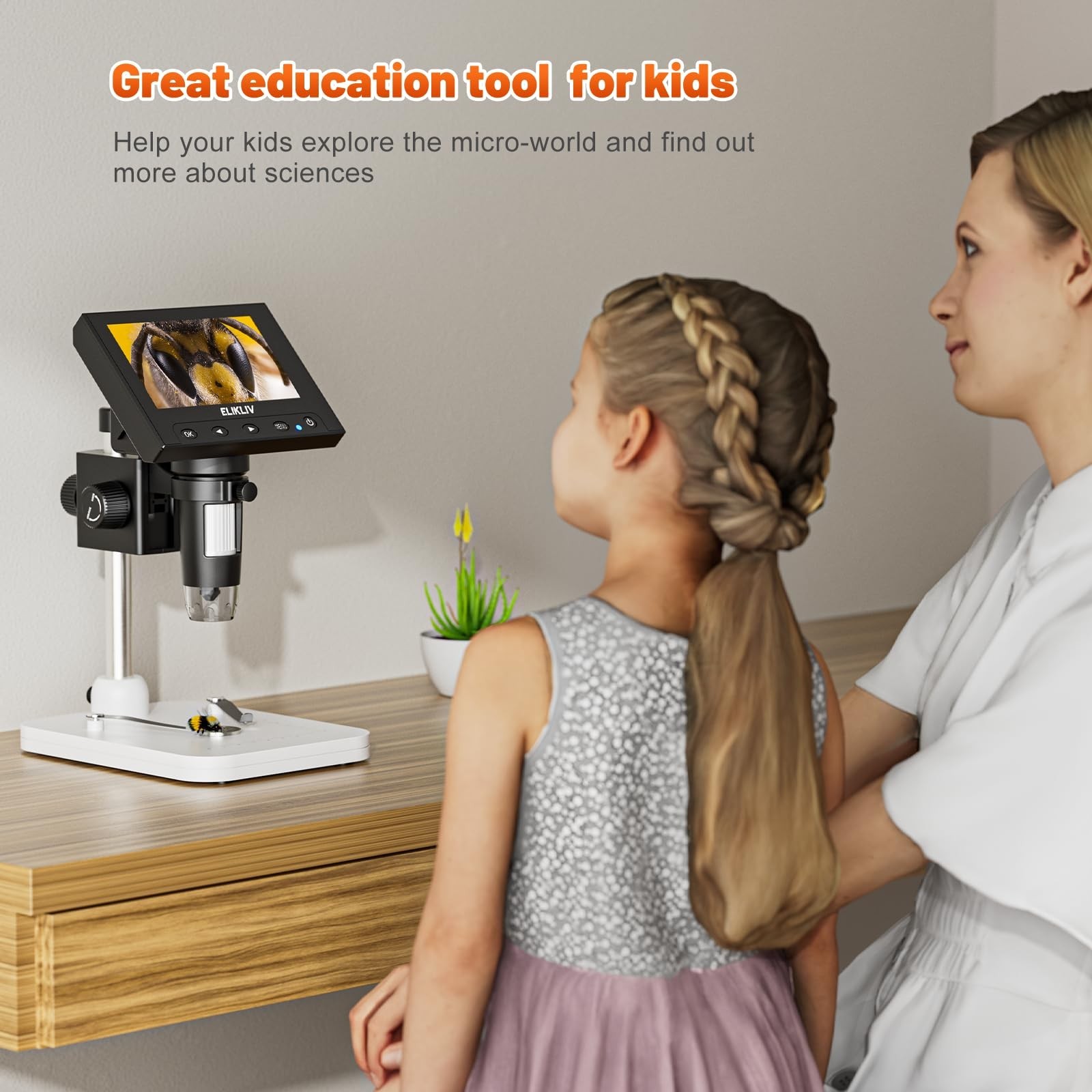 Elikliv Microscope, LCD Digital Coin Microscope 1000x, Coin Magnifier with 8 ...