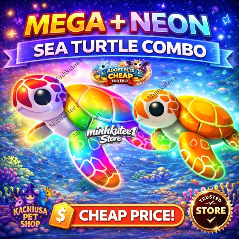 🐢 Adopt M3e Meega + Neoon Sea Turtle Combo – Cheap Price | Trusted Store ⚡Fast