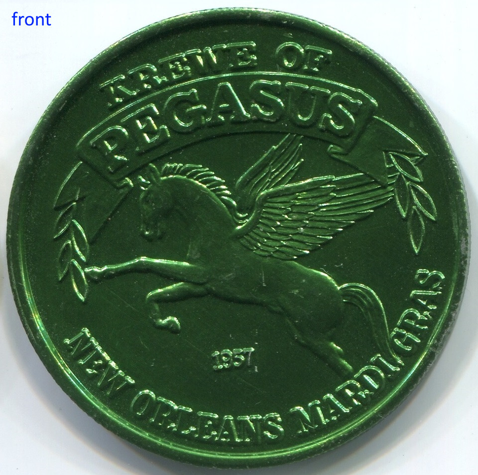 A185 New Orleans Mardi Gras 1991, Krewe Of Pegasus, doubloon token, 39mm 1.54"