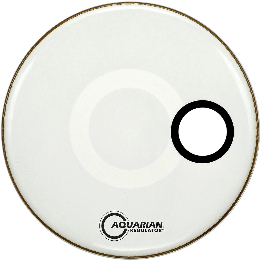 Aquarian Regulator OffSet Hole Gloss White Bass Drum Head 18 in.