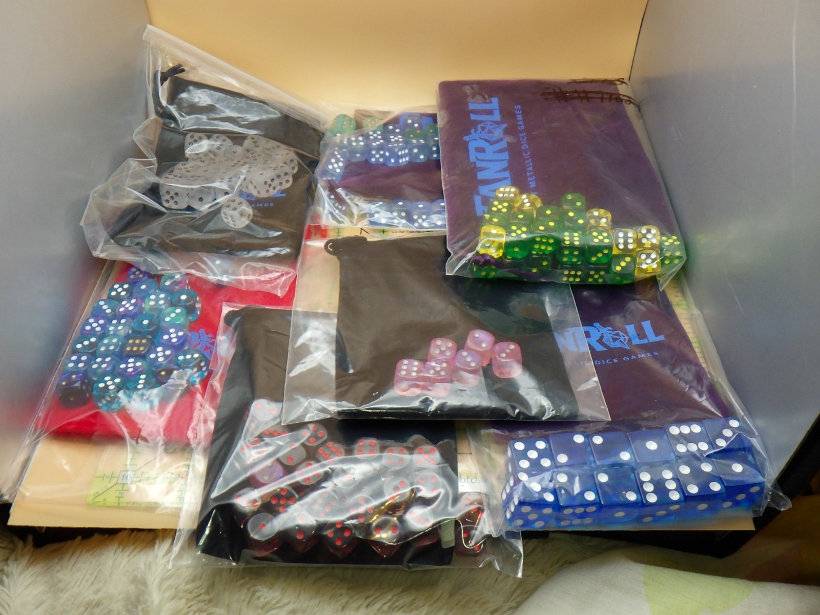 Mixed Lot of Dice & Bags, All New, 12mm & 16mm D6 Factory Seconds RPG Game Lot