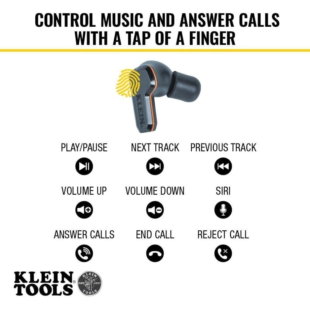 Klein Tools AESEB2 Elite Bluetooth Jobsite Earbuds True Wireless 25dB NRR
