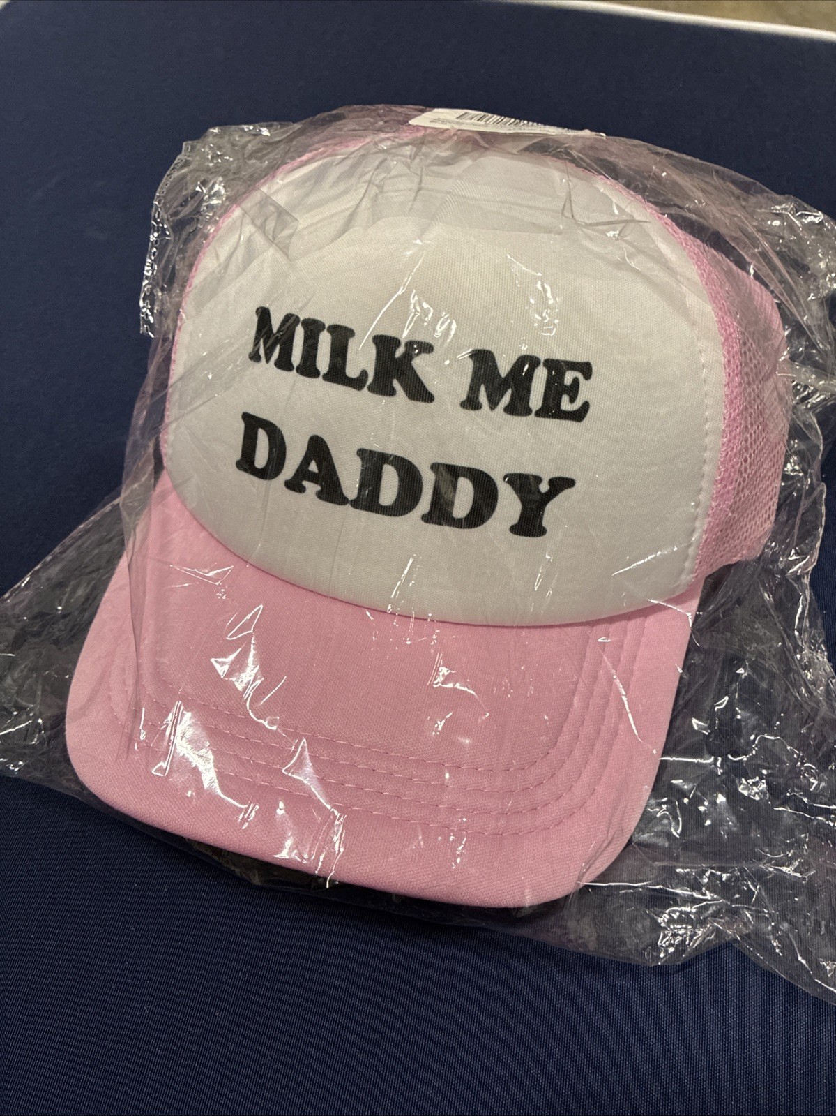 Pink And White Visor “milk Me Daddy”