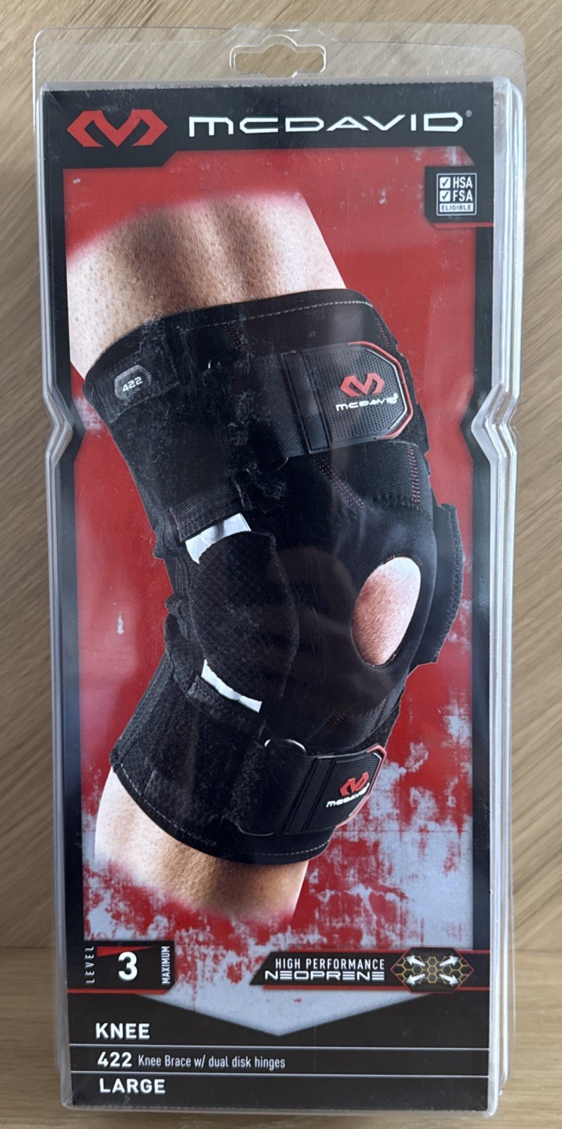 McDavid Knee lvl3 Brace Large 422 Dual Disk Hinges High Performance Neoprene