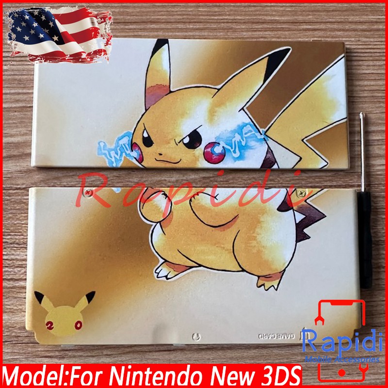 Top+Bottom Battery Cover Housing Shell Case w/Screws For Nintendo New 3DS (2015)