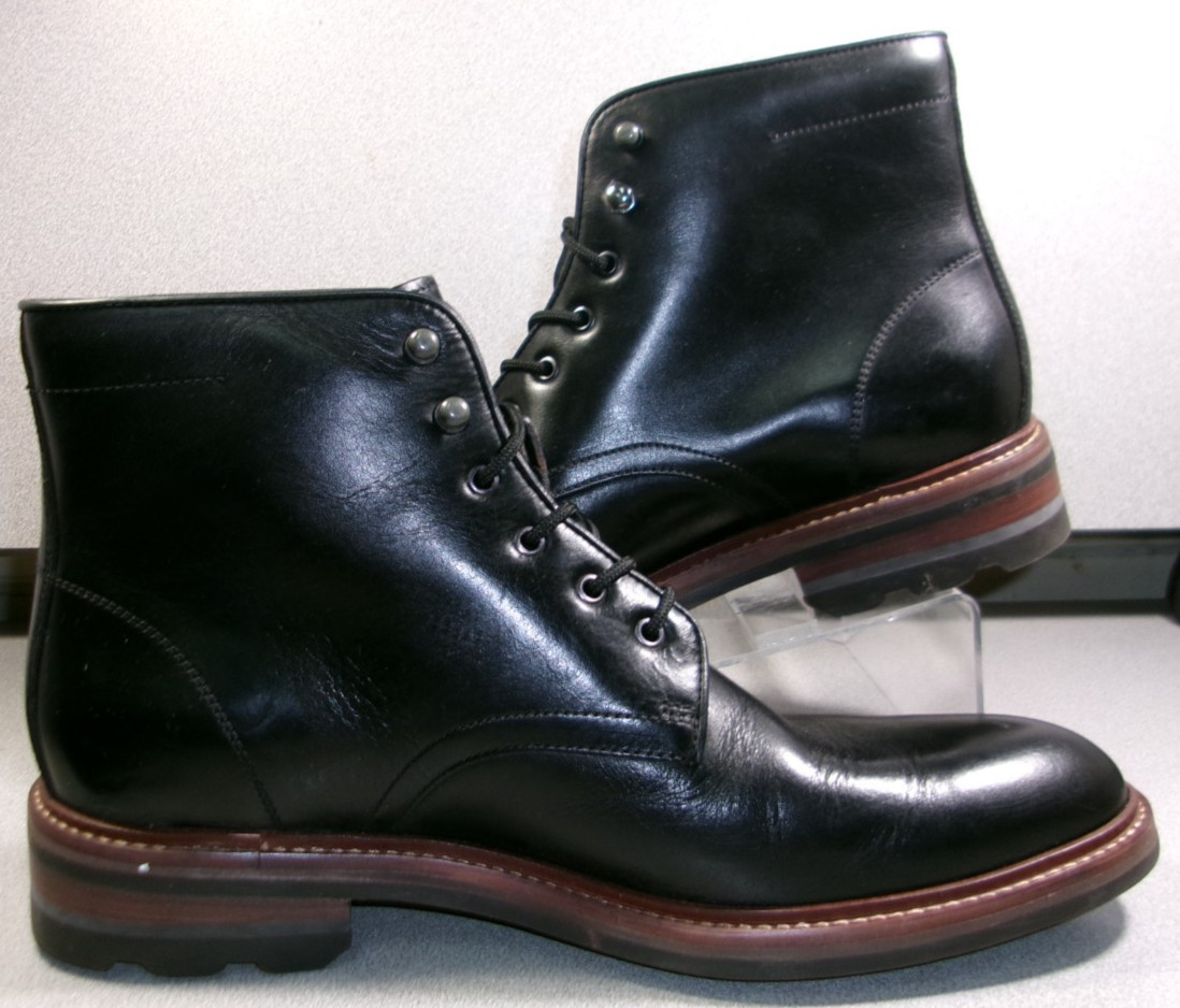 246091 PFBT50 WELCH MEN SHOE SIZE 9 M BLACK LEATHER BOOT BY JOHNSTON & MURPHY