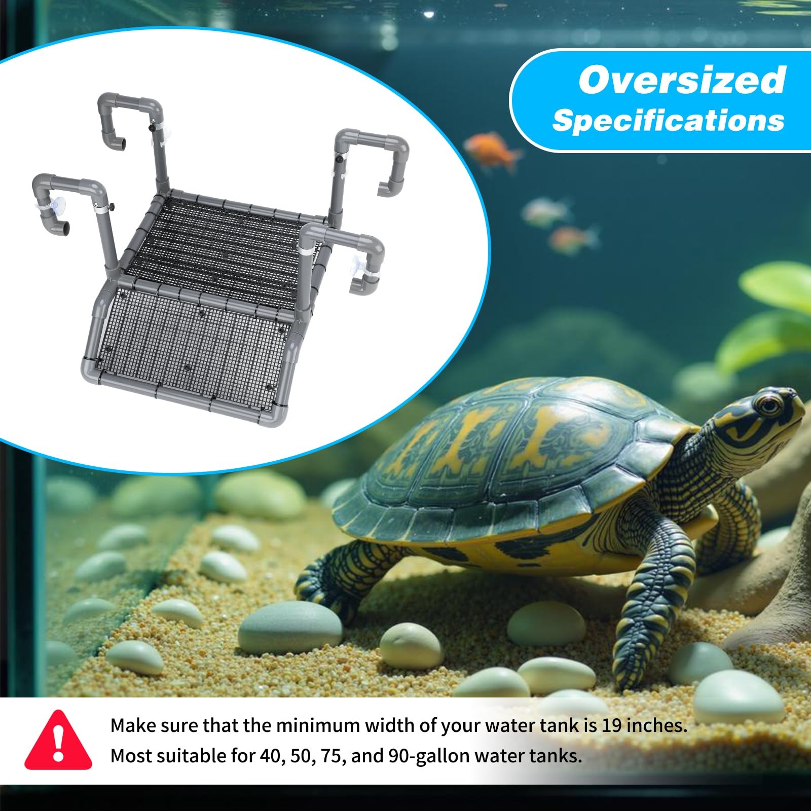 Extra Large Hanging Turtle Basking Platform 19 Inch Wider Dock Ramp Floating