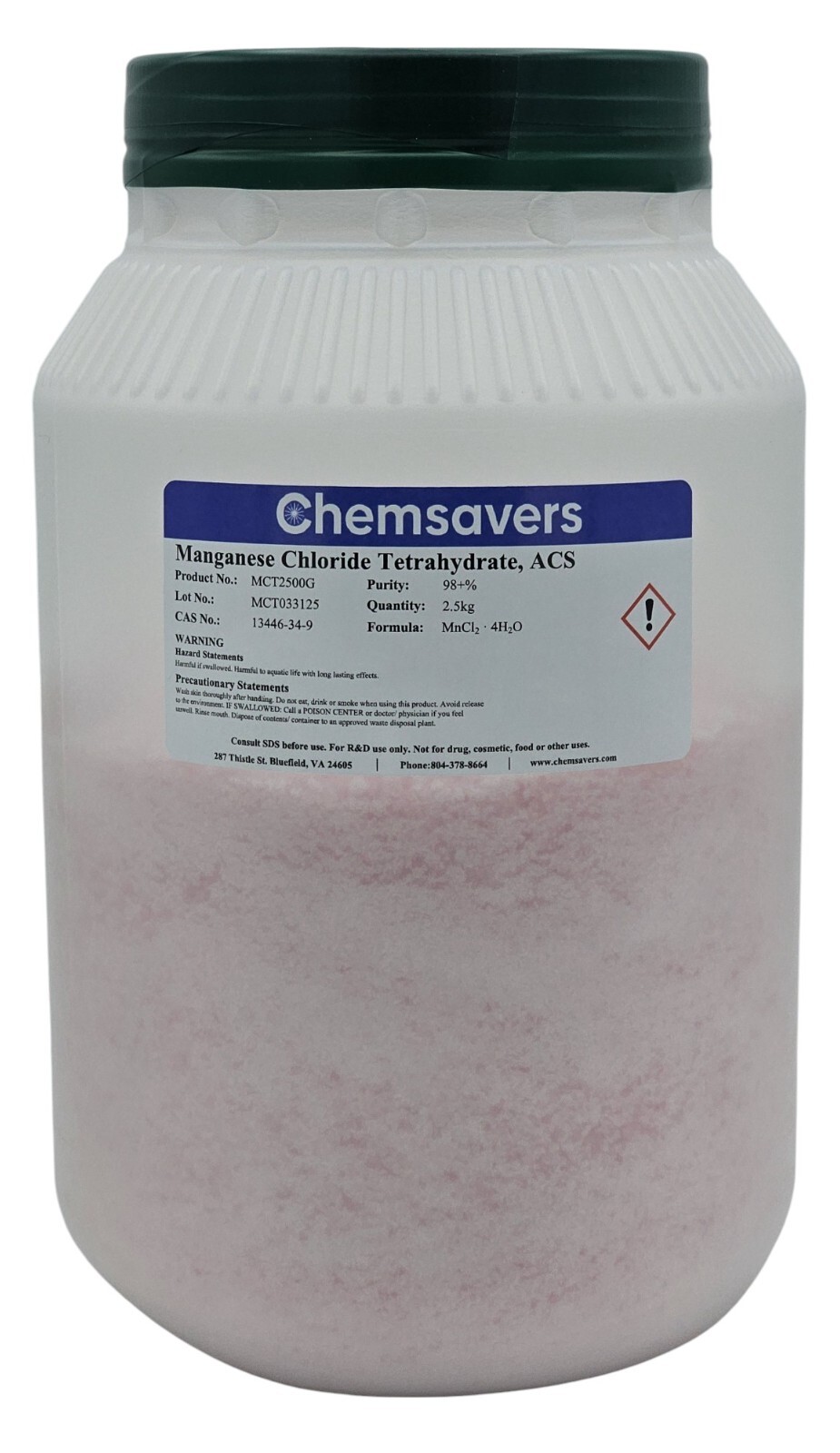 Manganese Chloride Tetrahydrate, ACS, 98+%, 2.5kg