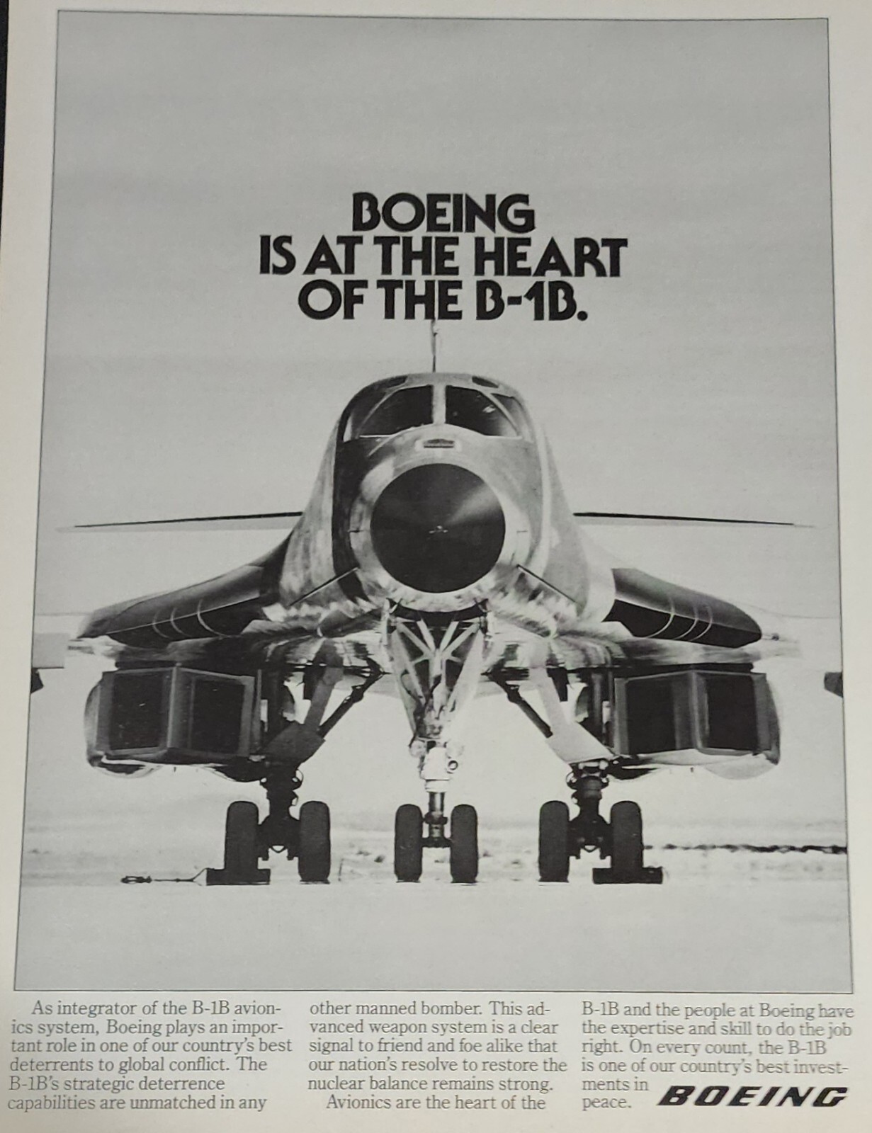 Boeing B-1 B 1 Aircraft Picture Magazine Ground Level Ad Wall Art