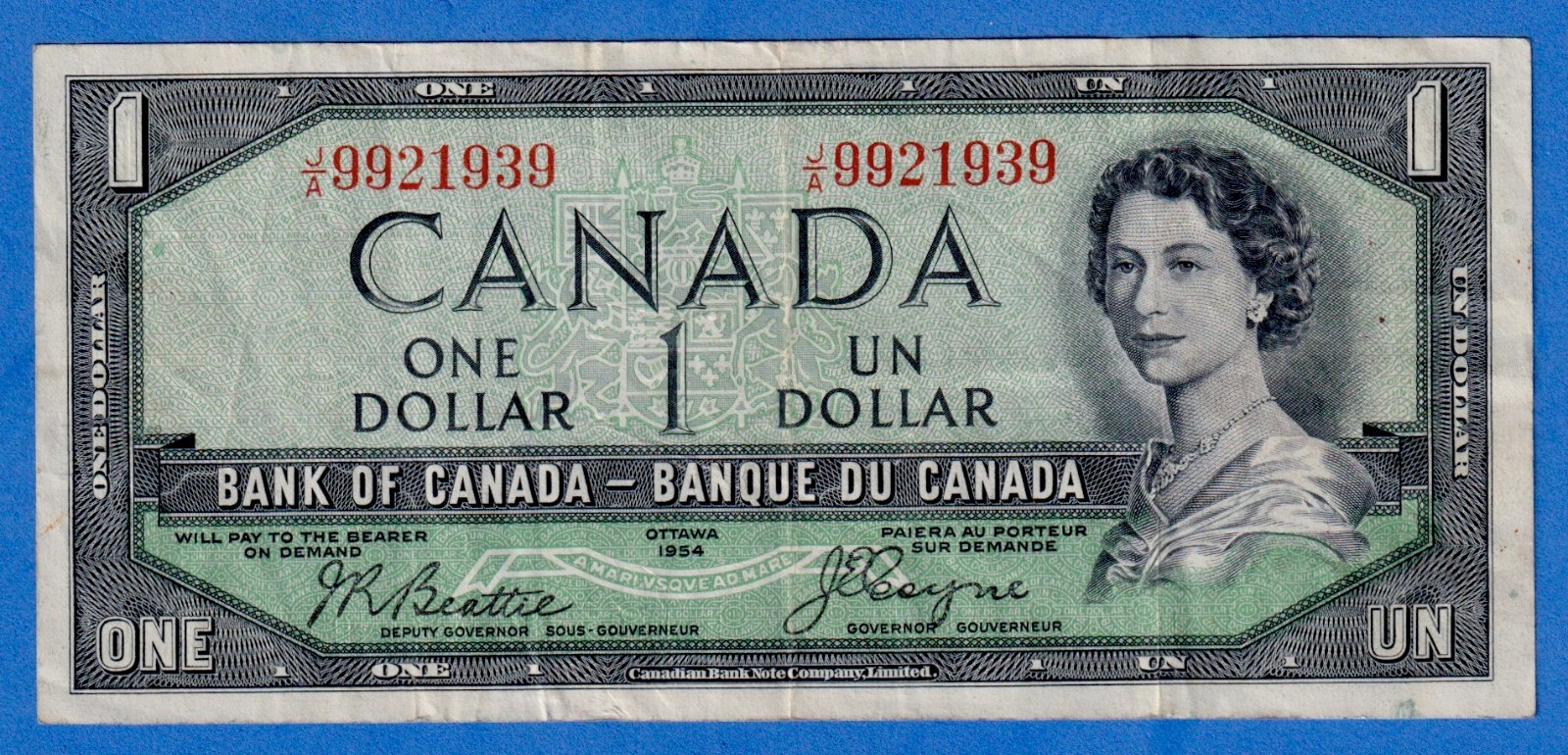 CANADA $1 1954 BC-29b / P-66b QE II - Circulated DEVIL'S FACE 👿  J/A 9921939