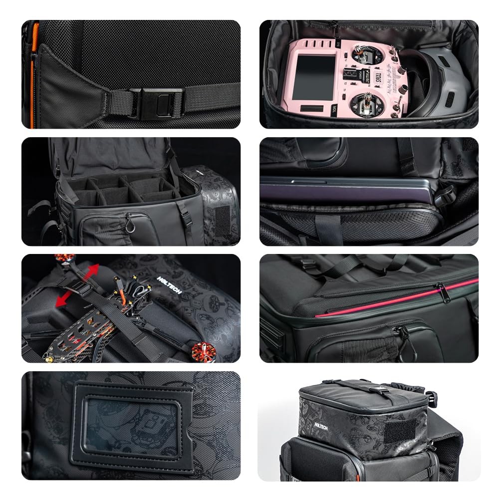 HGLRC FPV Drone Backpack Case Shoulder Bag for 36cm/26cm/53cm, black