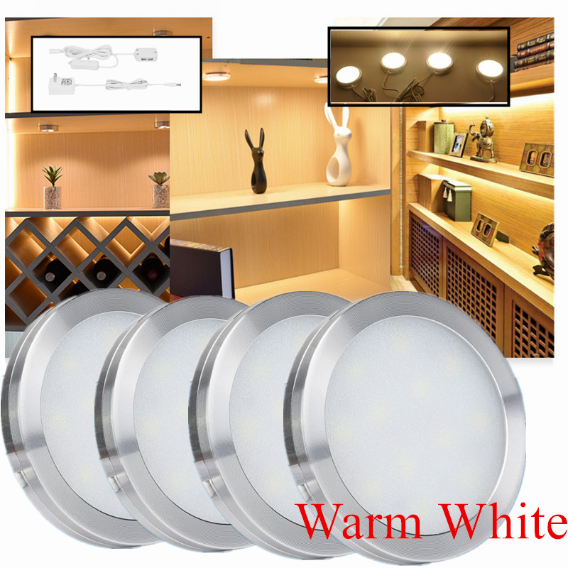 4Pcs Warm White Under Cabinet Lighting LED Light For Display Case Locker Cabin