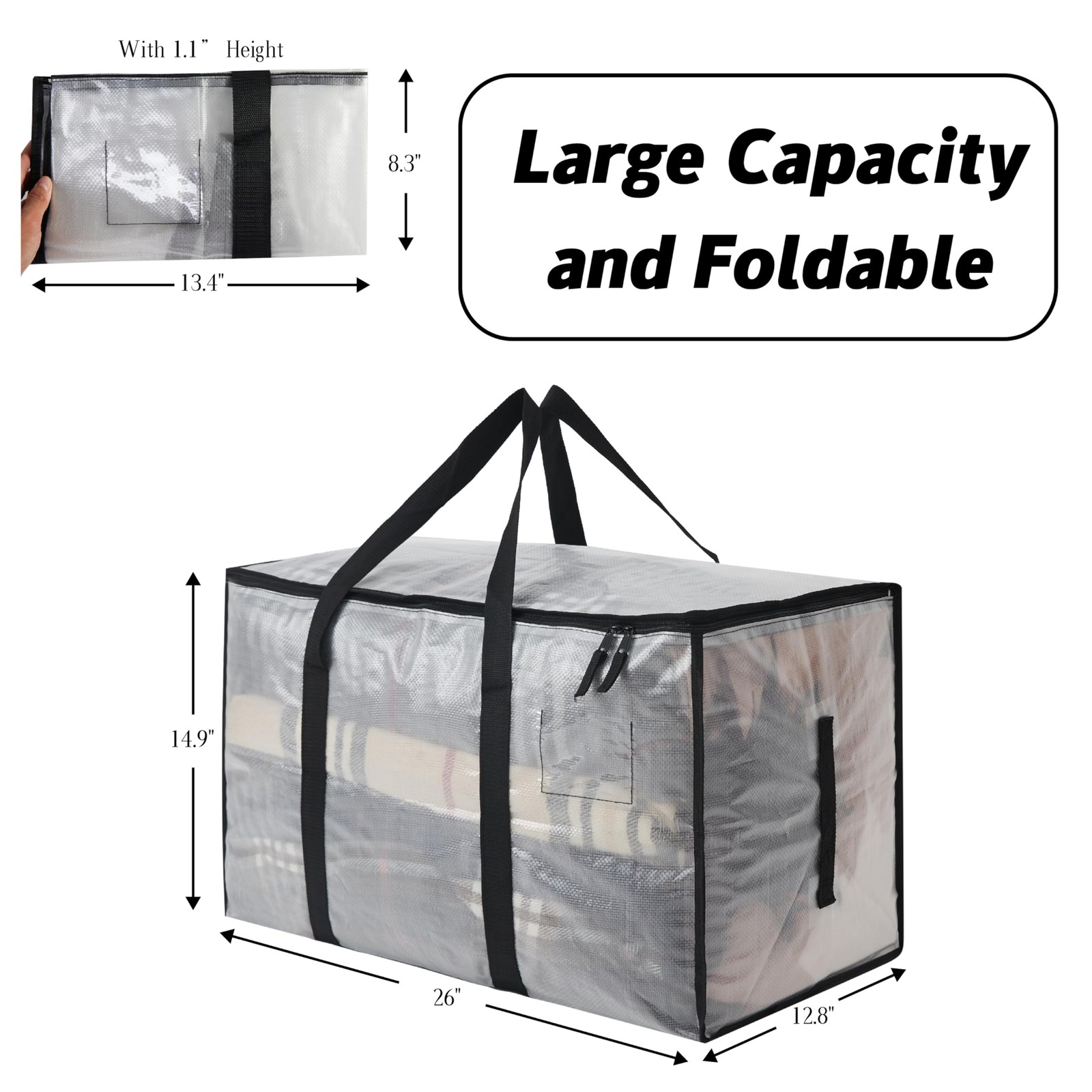 8 Pack Heavy Duty 93L (24.5 Gallon) Stackable Plastic Storage Bins with Lids, Cl