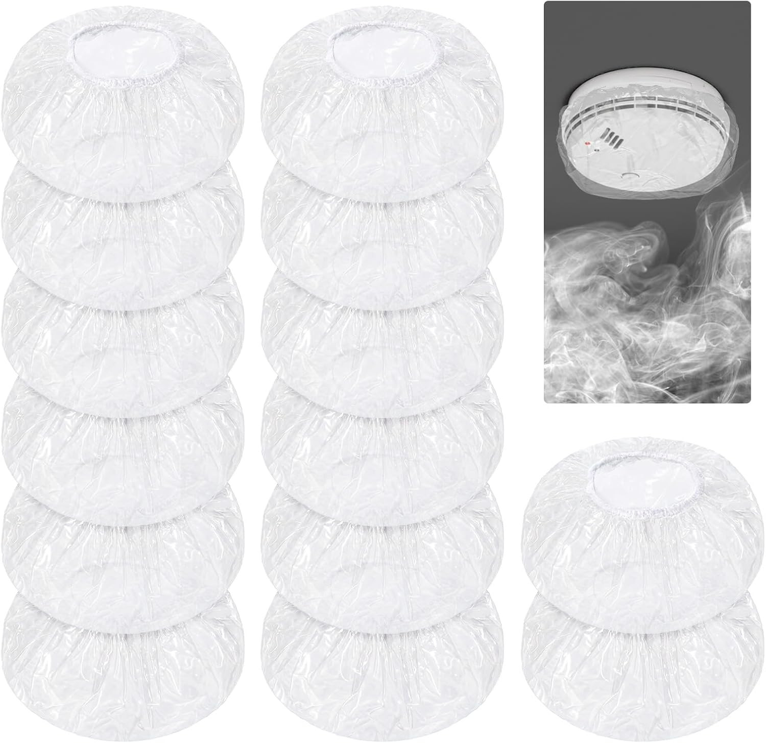 12 Pcs Detector Cover Fire Alarm Dust Paint Cover Stretch Plastic Fire Alarm Thi
