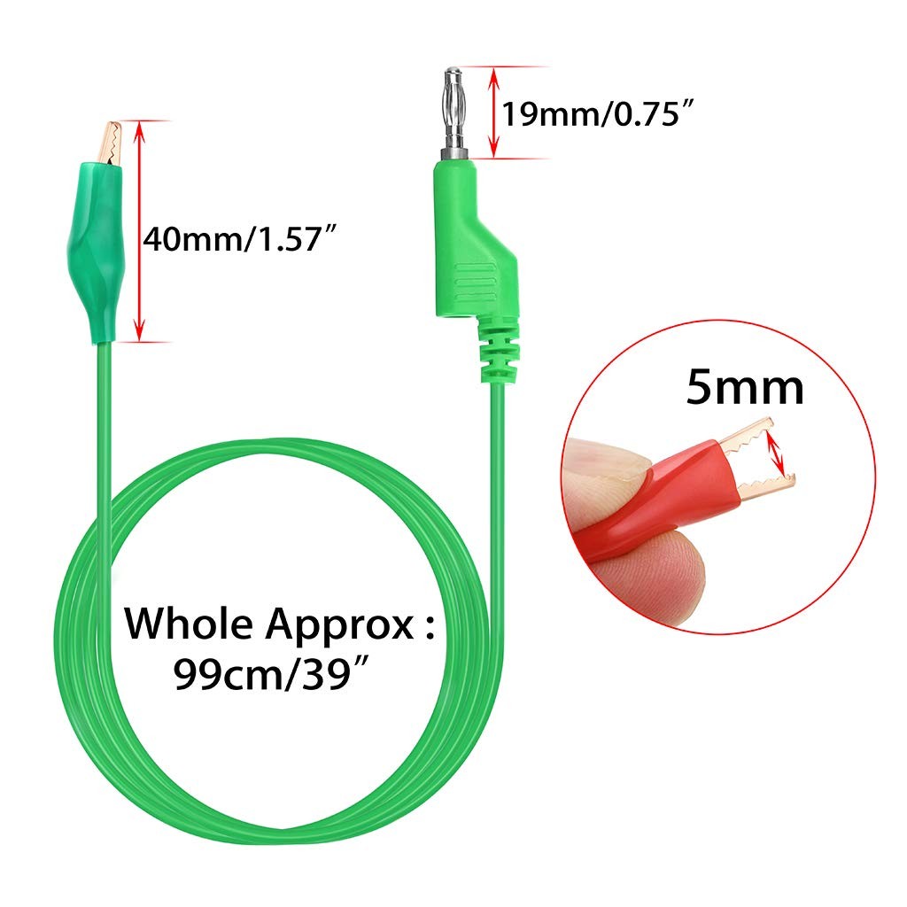 Sumnacon Multimeter Test Lead Set - Stackable Banana Plug to Alligator Black